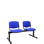 Banc dattente 2 places en fer noir et tissu aran bleu - piqueras y crespo modle montiel