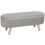 Banc banquette bout de lit - homcom - coffre de rangement 2 en 1 en tissu avec pieds en bois 110l x 40p ...