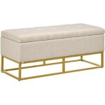 Homcom - banc de rangement - polyester - 110x44x48cm - beige