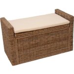 Banc banquette / coffre de rangement m92 - rotin kubu - gris Banc banquette / coffre de rangement m92 - rotin kubu - gris