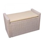 Banc banquette / coffre de rangement en rotin blanc ban04018
