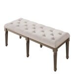 Banc capitonné classique pour entrée chambre salle à manger cuisine couloir beige 122x43x47 cm Banc capitonné classique pour entrée chambre salle à manger cuisine couloir beige 122x43x47 cm