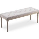 Banc capitonn� romane xl style louis xvi tissu beige