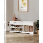 Banc � chaussures avec 2 bancs d�tag�res rembourr�s multifonction pour salon couloir chambre � coucher ...