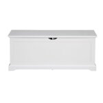 Banc � chaussures blanc 112x40x45cm coffre rangement mdf laqu� abattant meuble entr�e chambre meuble ...