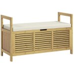 Banc  chaussures coffre de rangement 2 en 1 avec coussin bambou