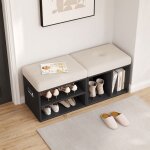Banc chaussures avec coussin armoire de rangement entr�e meuble vestiaire multifonction si�ge confort ...