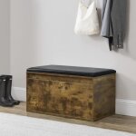 Banc à chaussures design avec tiroir pour 3 paires 80 x 39 x 45 cm chêne foncé noir Banc à chaussures design avec tiroir pour 3 paires 80 x 39 x 45 cm chêne foncé noir