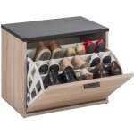 Banc coffre � chaussures 9 paires - ch�ne naturel - l 53. 6 x l 35. 4 x h 43. 6 cm