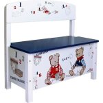 Banc - coffre à jouets teddy college - roba - blanc imprimé oursons - pour enfant Banc - coffre à jouets teddy college - roba - blanc imprimé oursons - pour enfant