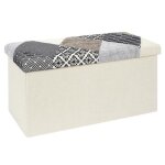 Banc coffre pliable  patchwork  76cm gris