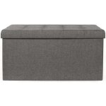 Banc coffre pliable en tissu couvercle capitonné gris - essentiel Banc coffre pliable en tissu couvercle capitonné gris - essentiel