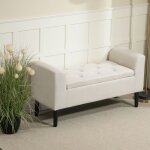 Banc coffre de rangement capitonn� - akozon - 10399 - beige - 116x44x58 cm - accoudoirs capitonn�s