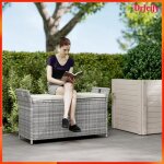 Banc coffre de rangement ext�rieur - akozon - 11552 - 250l - coussin amovible zipp� - r�sine tress�e ...