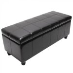 Banc coffre de rangement - kriens - cuir + simili cuir - 112x45x45cm - noir - Élégance chic Banc coffre de rangement - kriens - cuir + simili cuir - 112x45x45cm - noir - Élégance chic