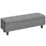 Banc coffre de rangement rembourr� en lin pieds en bois banc bout de lit moderne pour chambre salon entr�e ...