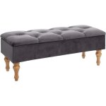 Banc coffre - atmosphera - hiver gris - velours - 3 places - rangement pratique