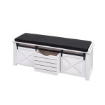 Banc avec compartiments de rangement banquette rembourree en bois massif aspect vintage 43x102x33cm blanc ...