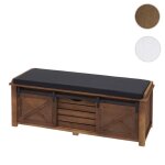 Banc avec compartiments de rangement hwc - h53 rembourr� m�tal bois massif aspect shabby 43x102x33