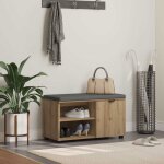 Banc dentr�e vidaxl 80 x 38 x 46 cm ch�ne artisanal avec coussin et rangement finition mate