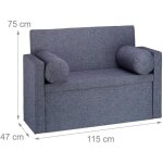 Banc dossier 2 places banquette coffre de rangement pliable assise pratique pliant 115 cm gris