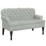 Banc - ashata - dossier gris clair - velours 100% polyester - 1195x645x75 cm - charge 110 kg