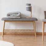 Idmarket banc dentre capitonn bambou rita tissu gris clair