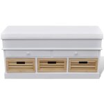 Banc dentrée et de rangement avec coussin 2 tiroirs blanc Banc dentrée et de rangement avec coussin 2 tiroirs blanc