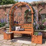 Banc de jardin avec arche & jardini�res - 160x305x160cm - design 3 - en - 1 - bois de sapin naturel