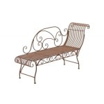 Banc de jardin banquette design en fer forg� marron vieilli dossier c�t� droit 156x46 cm mdj10189