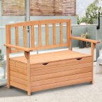 Banc de jardin en bois de sapin avec coffre de rangement dim. 112l x 58l x 84h cm