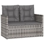 Banc de jardin - dilwe - 105 cm - rsine tresse - coussins inclus - couleur gris et anthracite