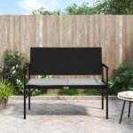 Banc de jardin - duokon - 2 places - rsine tresse noire - coussin gris clair - 109 x 62 x 88 cm