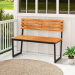 Banc de jardin ext�rieur int�rieur costway en bois dacacia 2 personnes si�ge 110 � 45 cm dossier sans ...