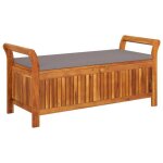 Banc de jardin meuble de patio d exterieur terrasse de rangement de jardin avec coussin 126 x 50 x 60 ...