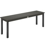 Banc de jardin - outsunny - 2 places sans dossier - assise � lattes - m�tal - 130x34x43cm - gris