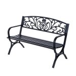 Banc de jardin - outsunny - en acier fonte - 3 places - 127 x 60 x 85 cm - charge max 240 kg - noir