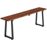 Banc de jardin - outsunny - sans dossier pieds trap�zo�daux 2 places � effet bois - bois acier - 150x28x48cm ...