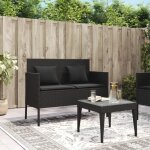 Banc de jardin - yesm - ab365771 - r�sine tress�e - noir - 2 places - rangement int�gr�