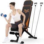 Banc de musculation pliable - dossier rglable en 8 positions - 4 rglages de sige - avec cordon de ...