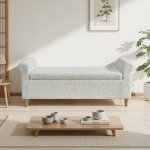 Banc de rangement - 127 x 51 x 52 cm - pouf avec coffre design scandinave - salon et chambre - en tissu ...