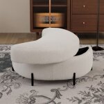Banc de rangement 86x475x43cm - pouf coffre demi - lune avec plateau - table dappoint - bout de lit - ...