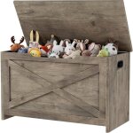 Banc de rangement en bois - lunsy - 76x40x45 cm - gris - grand espace de rangement - supporte jusqu� ...