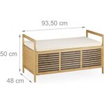 Banc de rangement en bois de noyer banquette assise coffre de rangement meuble a chaussure avec coussin ...