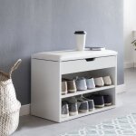Banc de rangement à chaussure - finebuy - 60x40x30 cm - blanc - meuble d?entrée - contemporain - design ... Banc de rangement à chaussure - finebuy - 60x40x30 cm - blanc - meuble d?entrée - contemporain - design ...