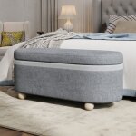 Banc de rangement avec coffre 110x41x47cm - banquette bout de lit entr�e salon avec pieds en bois - tissu ...