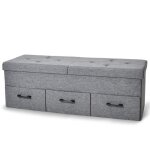 Banc de rangement avec coffre et tiroirs 3 places 110x36x40cm