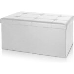 Casaria� banc de rangement blanc 80 x 40 x 40 cm si�ge coffre de rangement pliable 100l pour salon chambre ...