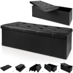 Casaria� banc de rangement noir 115 x 38 x 38 cm si�ge coffre de rangement pliable 131l pour salon chambre ...