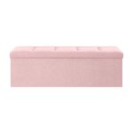 Banc de rangement repose - pieds pliable 38 x 110 x 38 cm coffre pouf pour salon chambre entr�e rose ...